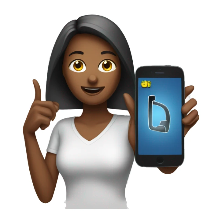 woman showing big phone sticker