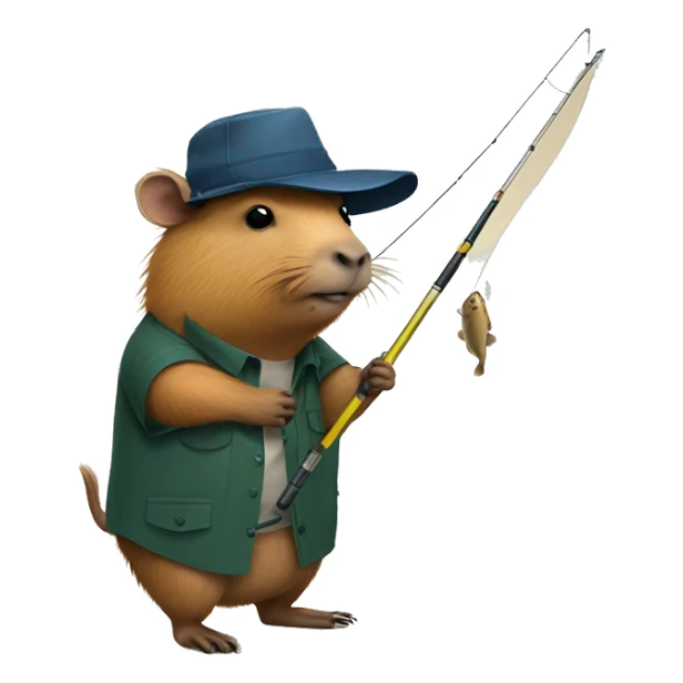 capybara with fishing rod tattoo and a collared shirt sticker