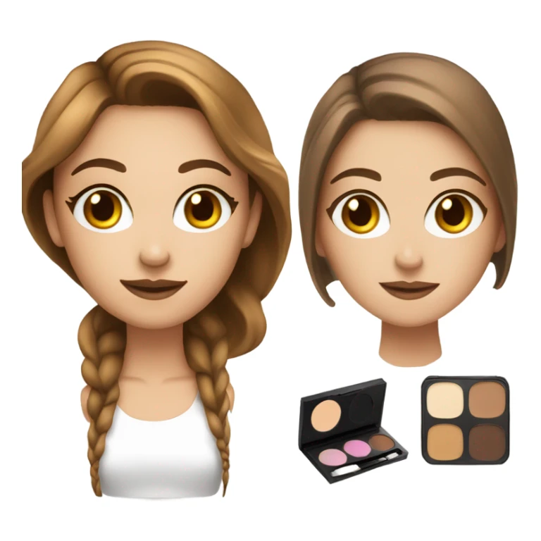 Makeup kit and white girl Brown hair sticker