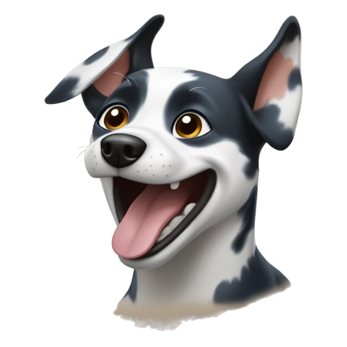 laughing black and blue healer dog sticker