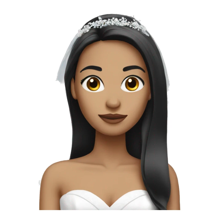 wedding bride with long black straight hair black eyes sticker