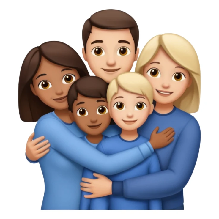 family of 5 hugging each other sticker