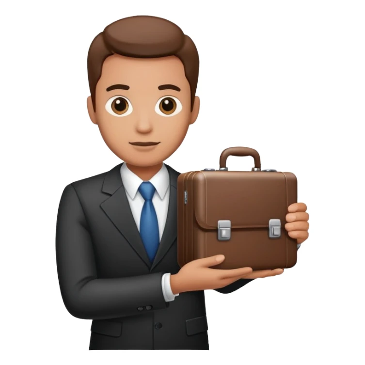 A businessman holds the case logo in his hands sticker