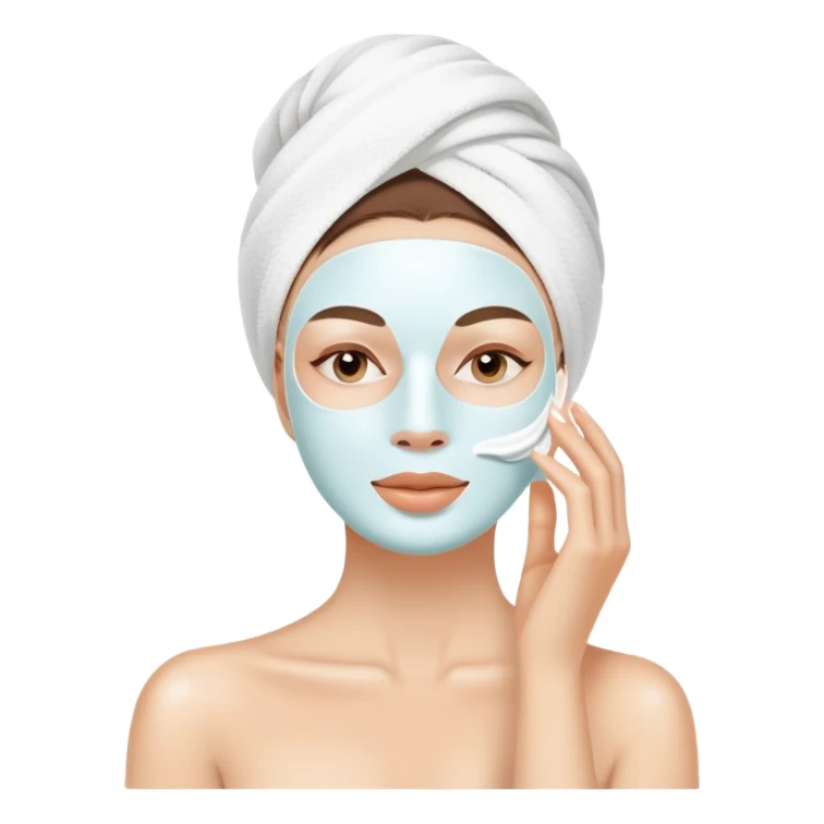 Lady with face cream white mask spa beauty full face relaxing sticker