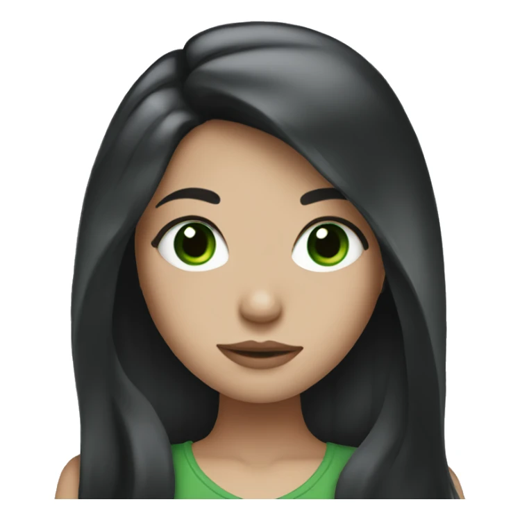 White girl with long black hair and green eyes  sticker