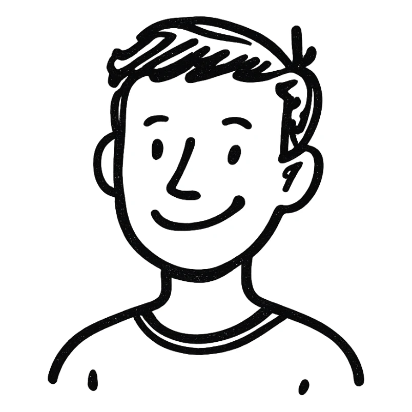 young adult man with smile sticker