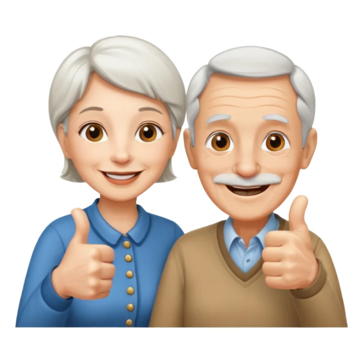 elderly man and woman giving a thumbs up sticker