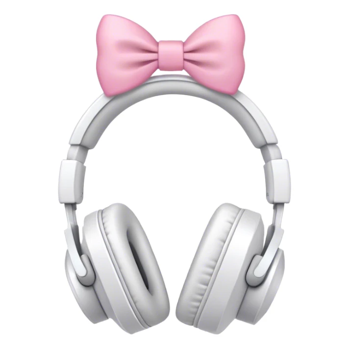 White aesthetic headphones with pink bow sticker