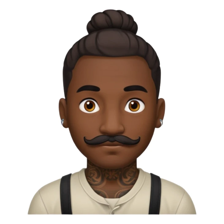 bun hair man and mustache and face tattoos very heavy sticker