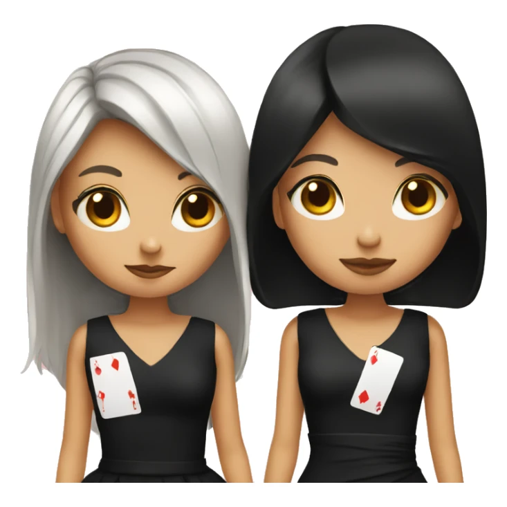 a black dress and a poker face sticker