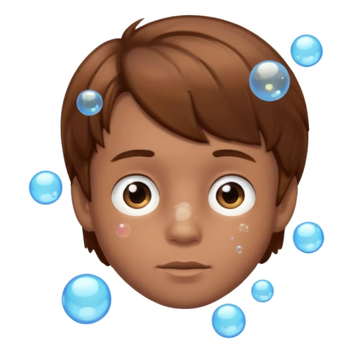 Boy person body made out of bubbles with brown hair sticker