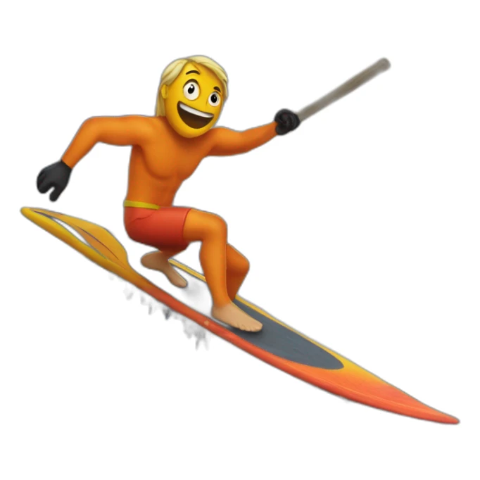 Philippe Katerine surfing with a broom on lava sticker