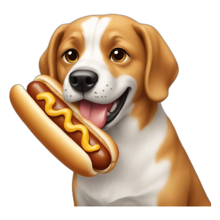A dog eating a hot dog sticker