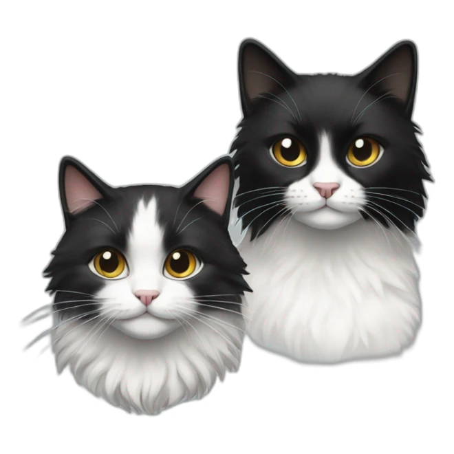 A blank short haired cat and a black/white long haired cat sticker