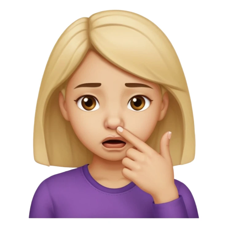 create a girl who is pinching her nose because she is smelling something bad sticker