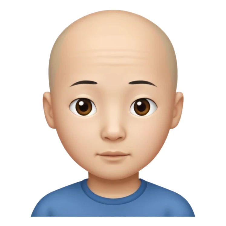 asian boy with a small face, small nose and bald hair sticker