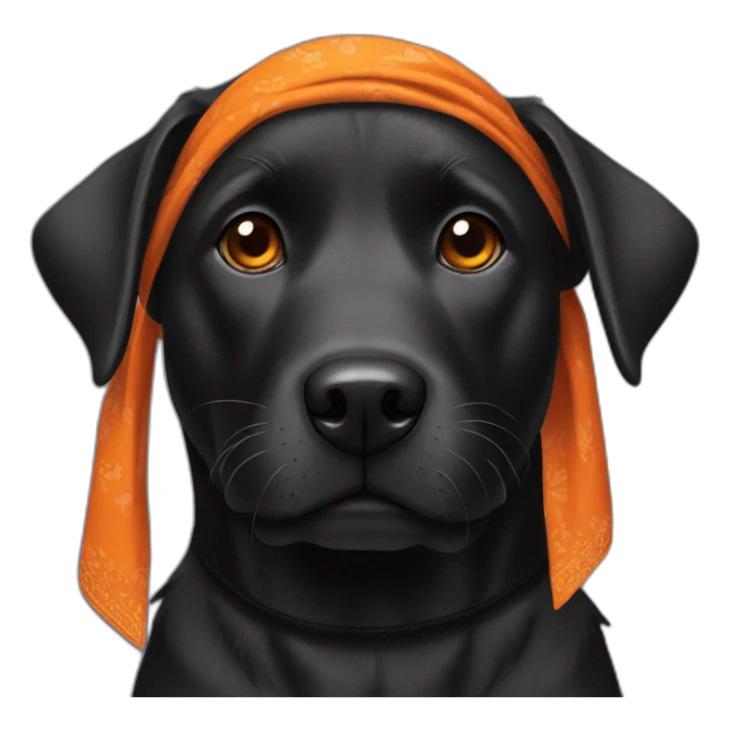black dog with orange bandana around neck sticker