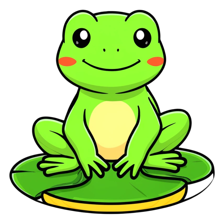 cartoon frog sitting on lily pad sticker