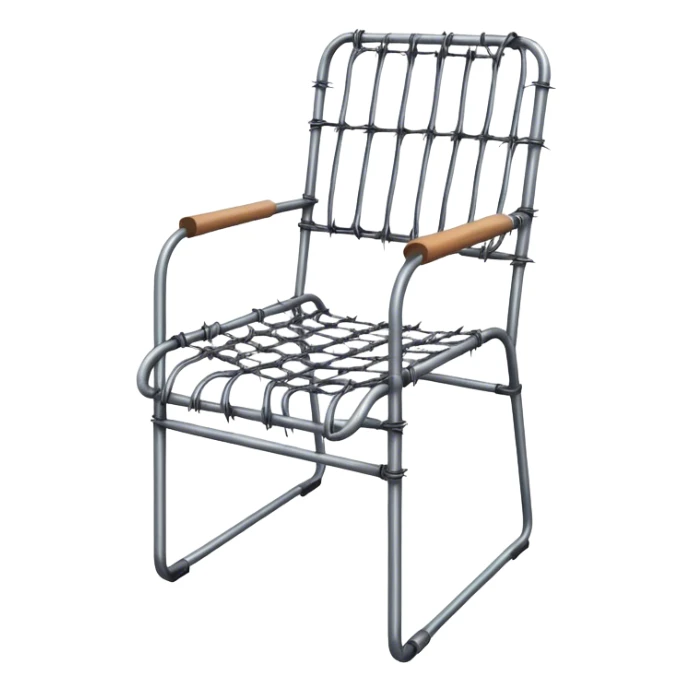 Steel chair wrapped in barbed wire sticker