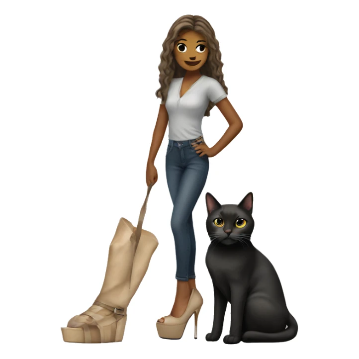 Girl in high heels with a cat sticker