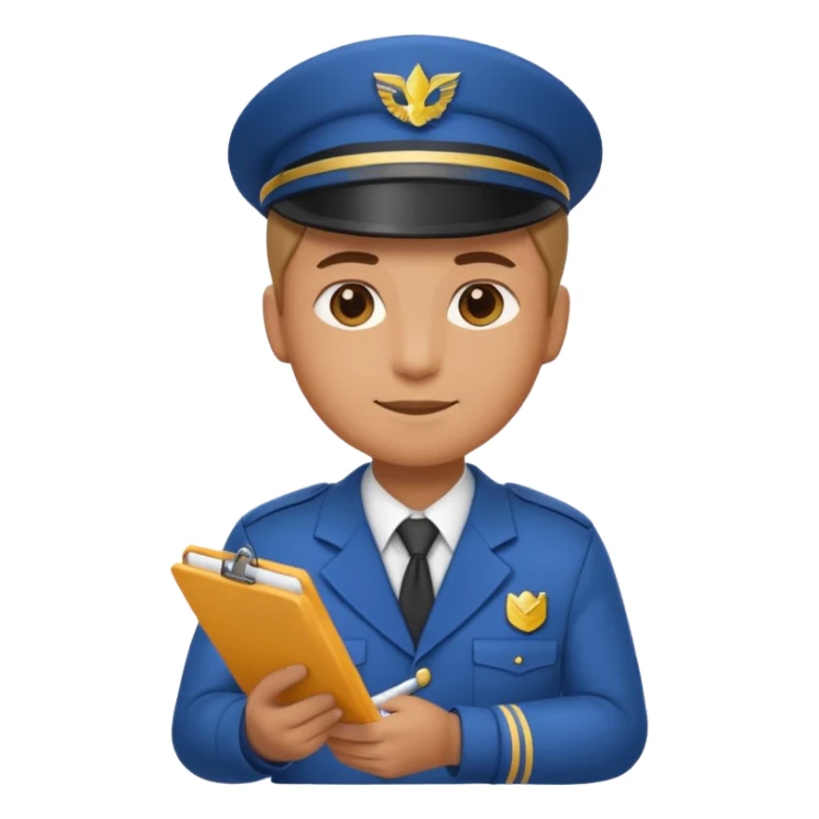 create a realistic emoji of a packaging person with a protocol in his hand writing something down. sticker