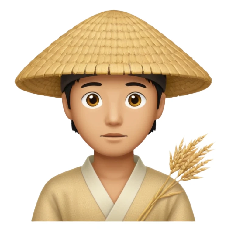 Asian guy with a rice hat, eyes barely open sticker
