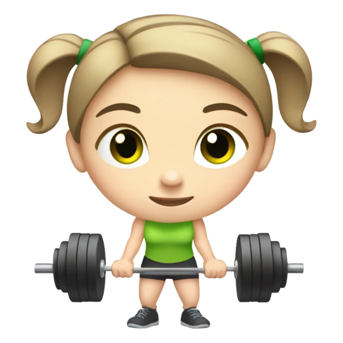 Pale girl with short brown hair and green eyes lifting weights sticker
