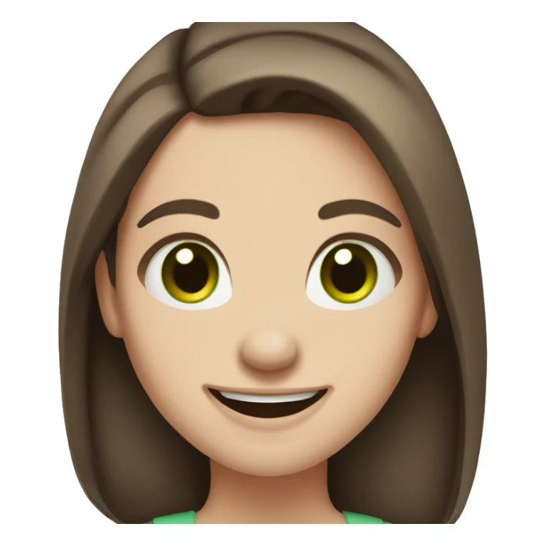 medium brown hair green eyes pale skin woman laughing nervously sticker