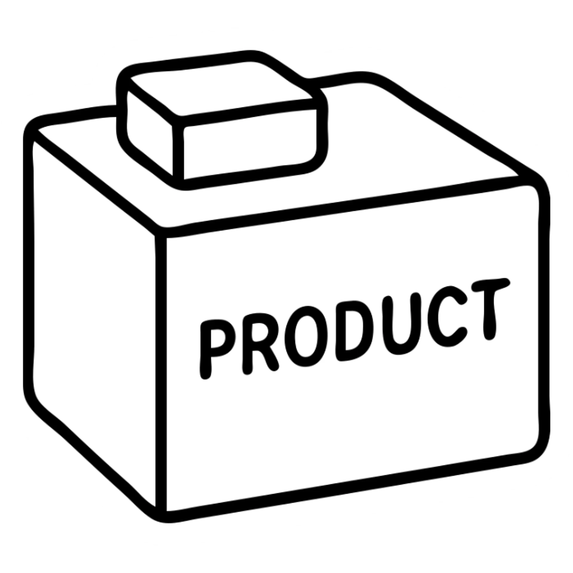 product icon, outlined style, red color sticker