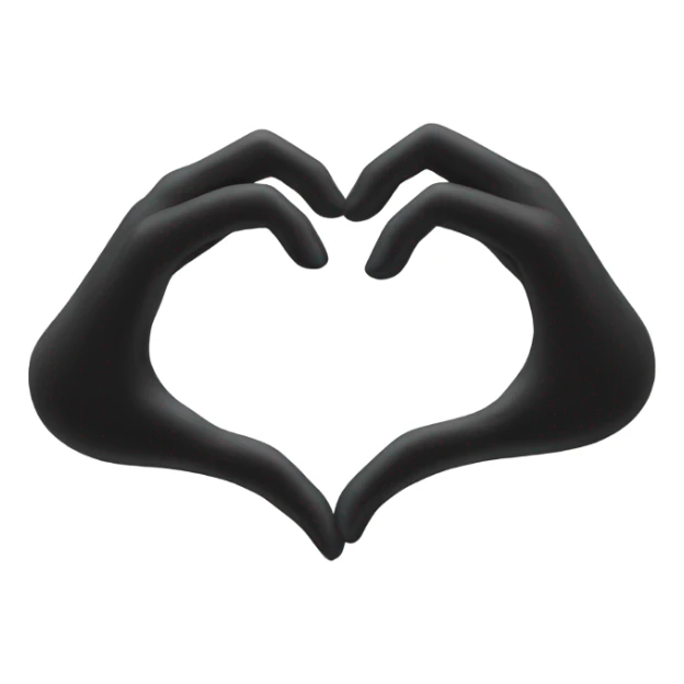 A black hand and a white hand making a heart sticker