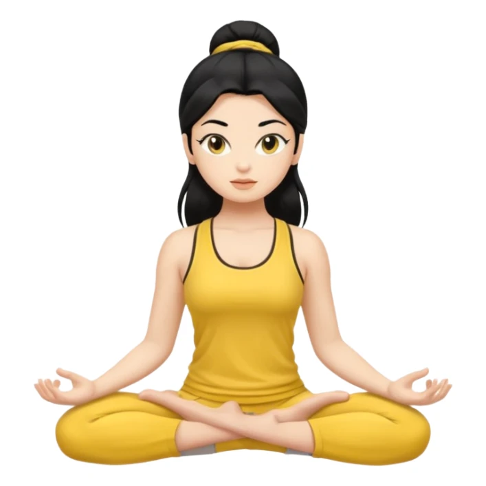 Black hair yoga girl yellow clothes n sticker