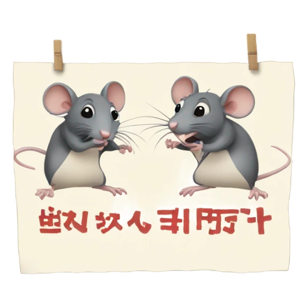 Two rats hold onto a poster with the inscription "ALINGHT"Two rats hold onto a poster with the inscription "ALINGHT" sticker