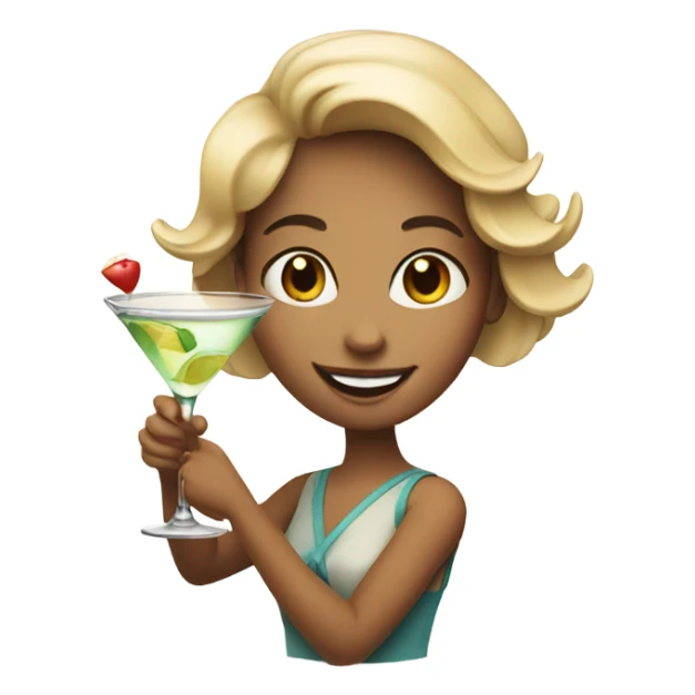 smiling girl with martini drink in hand sticker