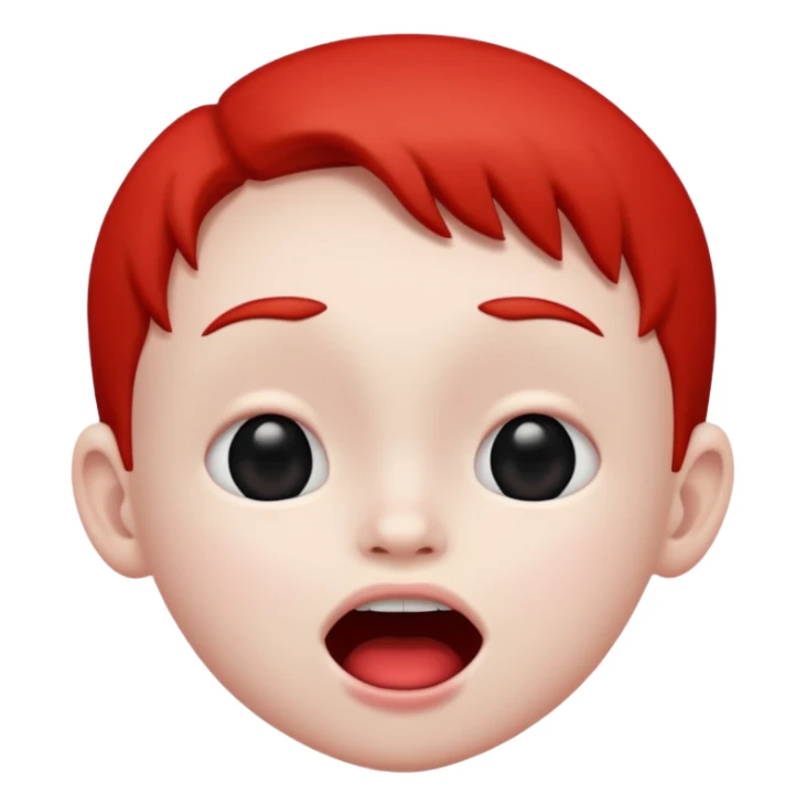 Red kid with prue black eyes and mouth sticker