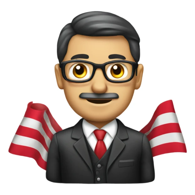 Hombre empresario agarrando una bandera sticker