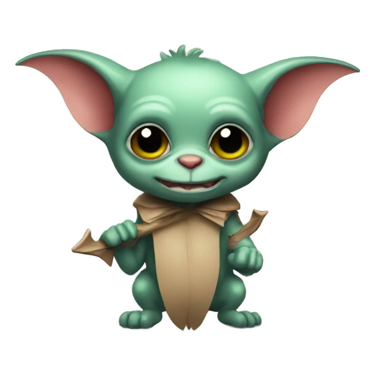 Cute gremlin with a cut animal bat sticker