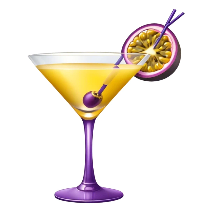 passionfruit martini with half passiofruit in drink sticker