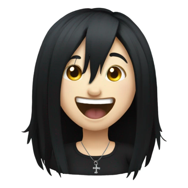 Goth girl with black hair laughing hard  sticker