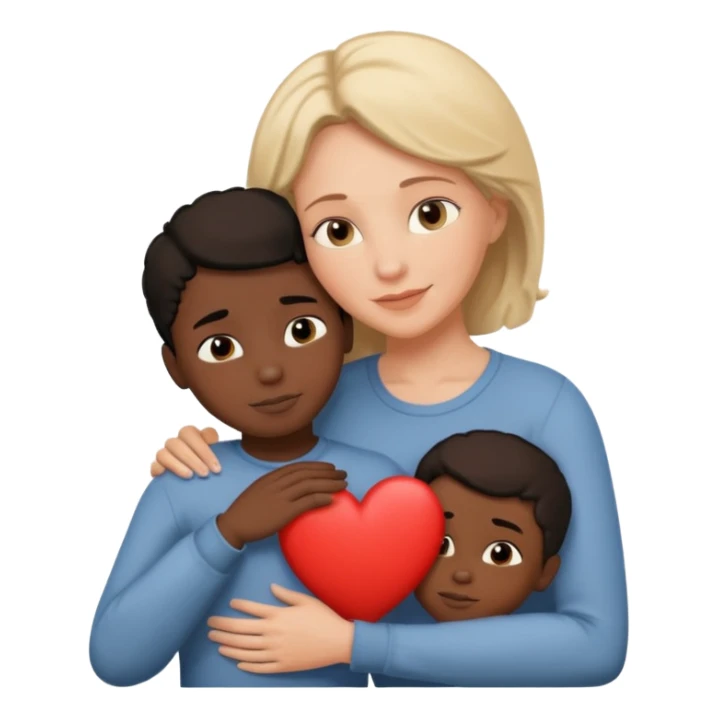 love from a white mother to a black son with a heart sticker