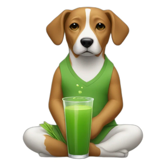 meditating dog drinkin green juice sticker