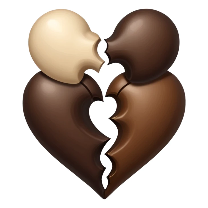 Two heart dark brown and creamy color sticker