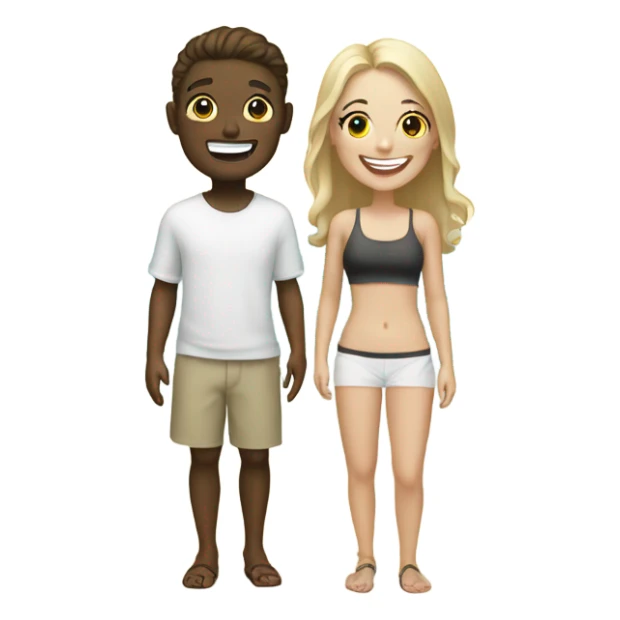 A white boy and white girl sharing a grin on the beach sticker