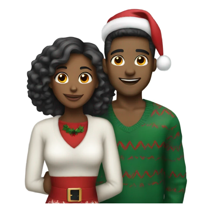 Christmas couple black girl Hispanic male sticker