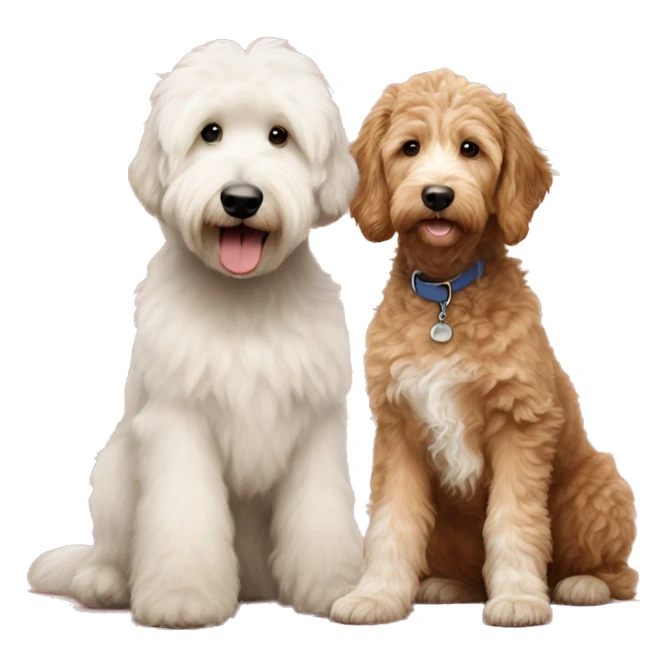 Large golden doodle and small aussiedoodle sitting sticker