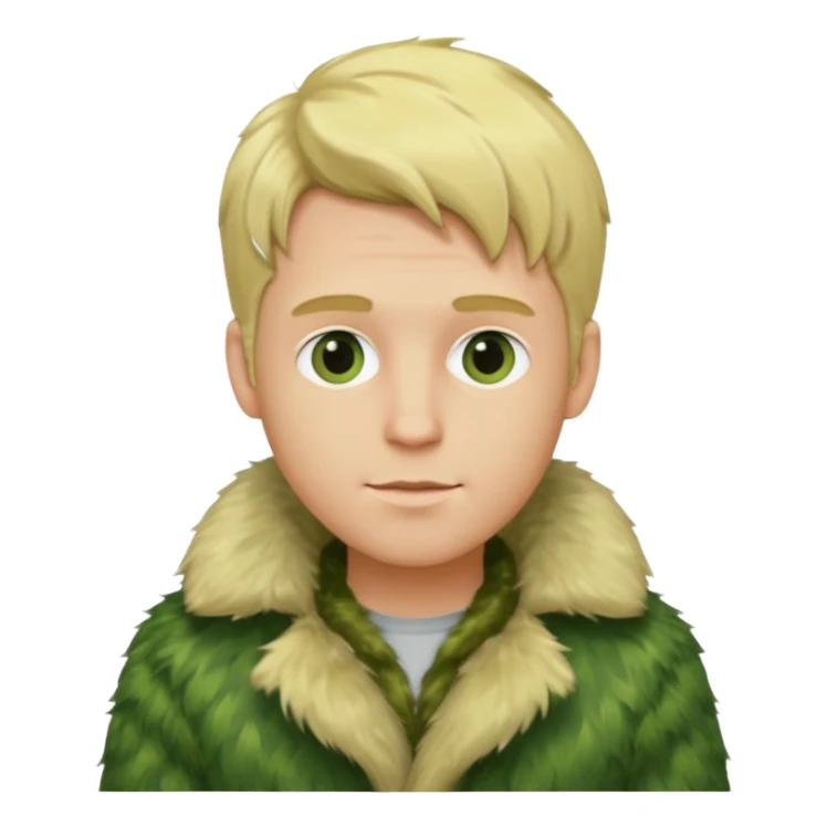  blonde male in green fur coat  sticker