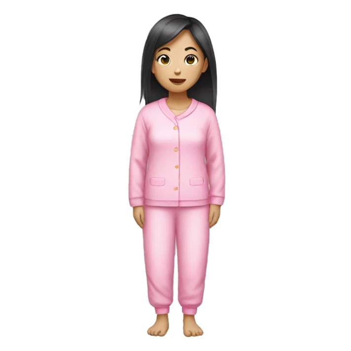 Asian girl wearing pink pajamas  sticker