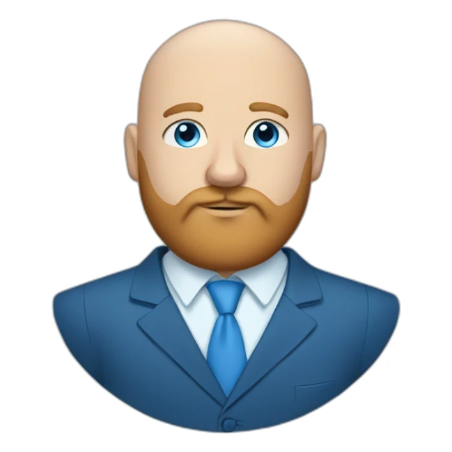 blue-eyed overweight bald man with a long beard in a blue suit sticker