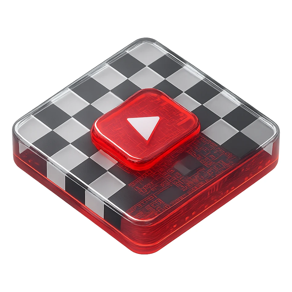 chess board of youtube play button, red YouTube play button, glossy circuit style sticker