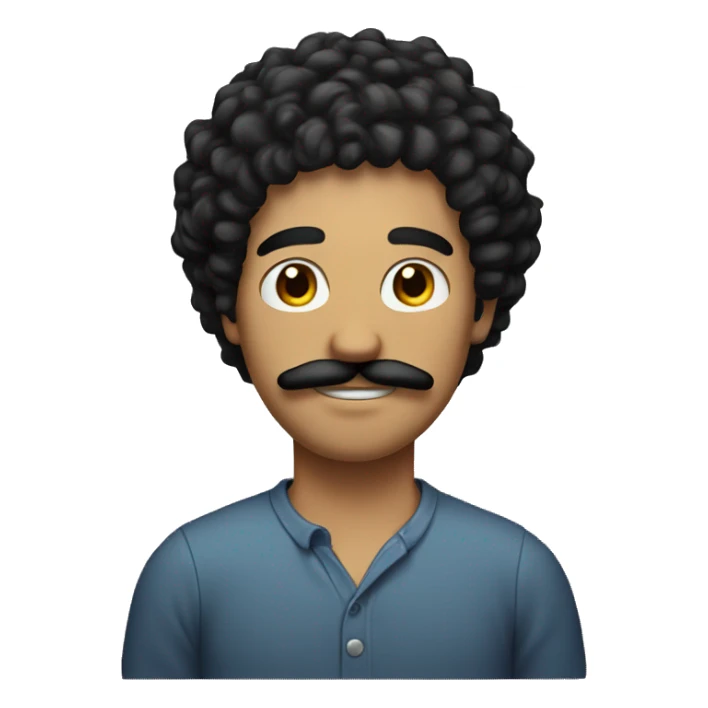 Guy with black curly hair with a mustache  sticker