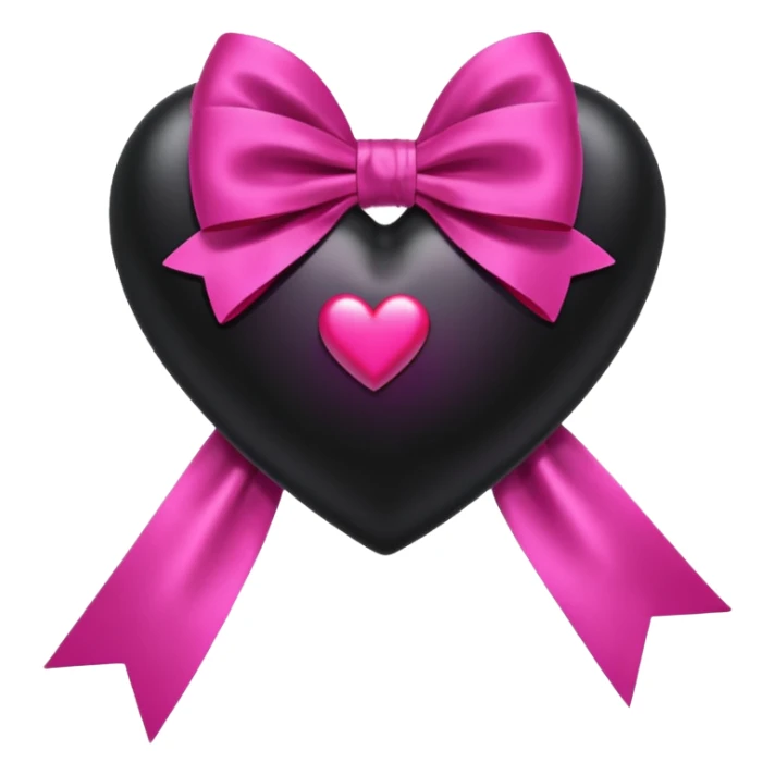 Cuore nero con Fiocchetto fucsia sticker